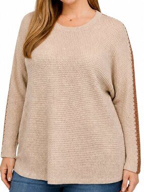 Plus size 1X sweater. Long sleeve two tone cozy knit. Office Casual College